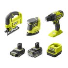 Ryobi ONE+ Akkukonesarja R18CK3-242G (5133006718) 18V 1x2,0Ah 1x4,0Ah, RDD18-0 + RJS18-0 + RPS18-0