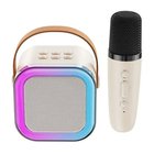 Langaton Bluetooth Kannettava kaiutin Monitoiminen karaokelaite 1 mikrofonilla Musiikkisoitin lapsille Aikuisille Juhlikaiutin beige