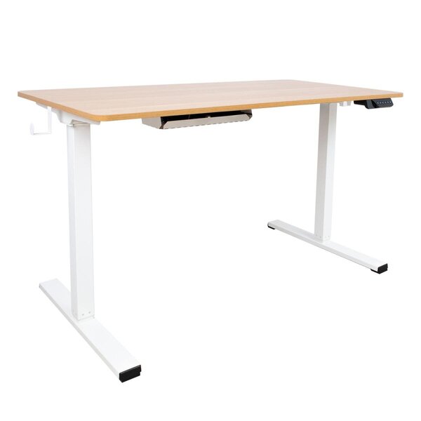 Työtaso ERGO 1-moottori 120x60xH73-121cm, valkoinen/tammi