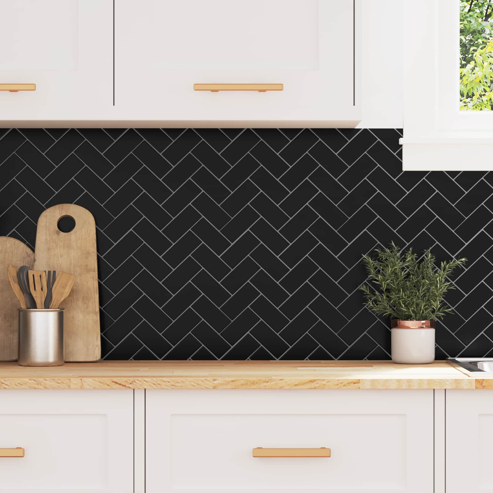 vidaXL Herringbone-laatta 10 kpl Musta 30 x 30 cm Polyuretaani ja PET