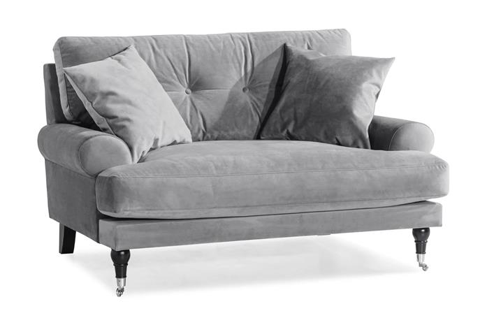 Loveseat Webber Sametti - Hopeanharmaa Kromi