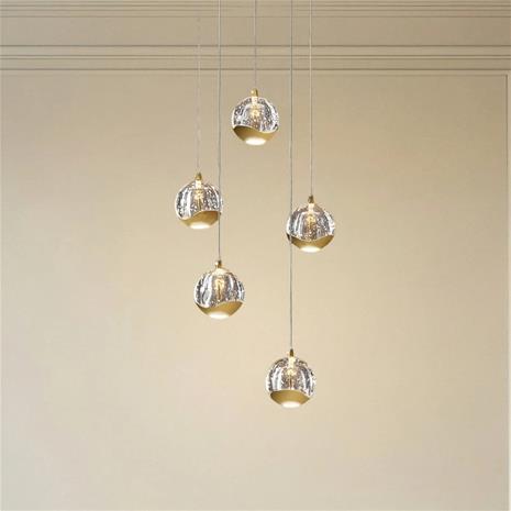 LED-riippuvalo Hayley 5-lampp. pyöreä kulta