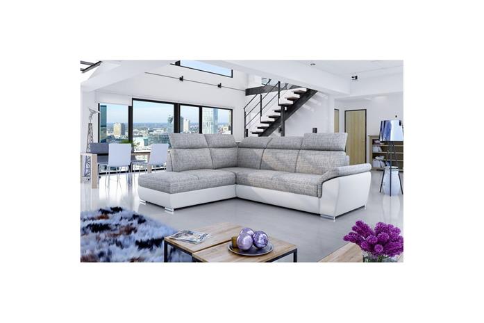 Divaani Eltap Loreto 260x210x102 cm - Berlin 01, Soft 17, Harmaa, Valkoinen, Vasen
