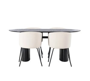 Ruokailuryhmä Isolde 180 cm Soikea 4 Berit Tuolia - Beige