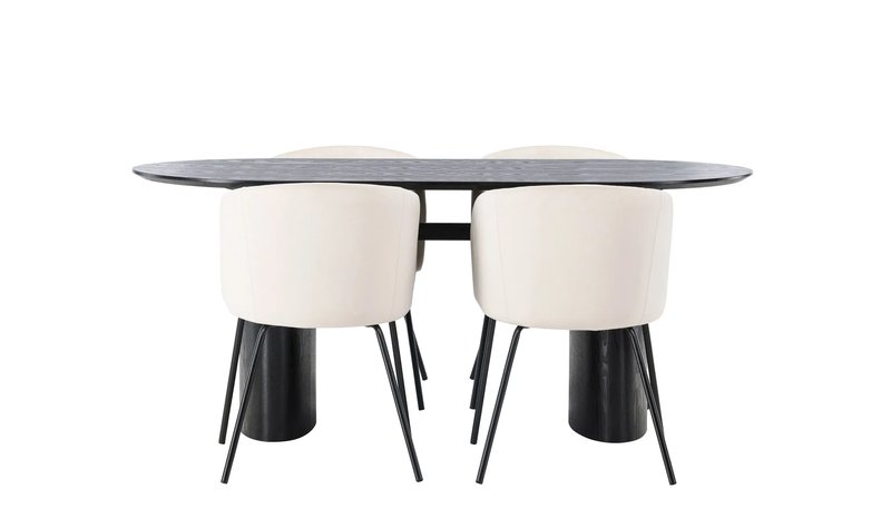 Ruokailuryhmä Isolde 180 cm Soikea 4 Berit Tuolia - Beige