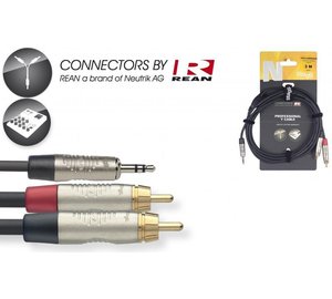 Stagg REAN 3,5 mm liitin AUX TRS - 2 x RCA, 6 m