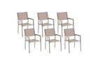 Matstol Beliani Grosseto set om 6 Sandbeige/silver/ljust trä Sand beige\\Silver\\Light wood -