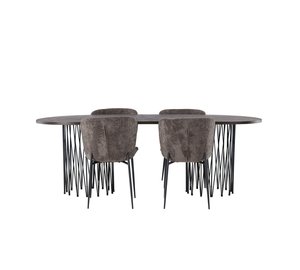 Ruokailuryhmä Stone 220 cm Soikea 4 Modesto Tuolia - Tummanharmaa