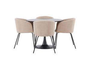 Ruokailuryhmä Glade 100 cm Pyöreä 4 Berit Tuolia - Beige