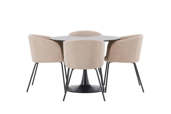 Ruokailuryhmä Glade 100 cm Pyöreä 4 Berit Tuolia - Beige