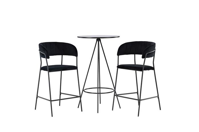Ruokailuryhmä Bistro 60 cm Pyöreä 2 Lui Tuolia - Musta