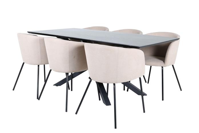 Ruokailuryhmä Piazza 180 cm Suorakulmainen 6 Berit Tuolia - Beige
