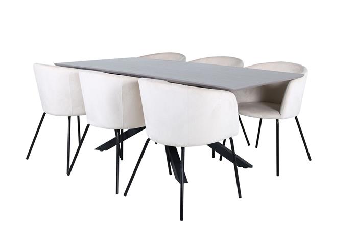 Ruokailuryhmä Piazza 180 cm Suorakulmainen 6 Berit Tuolia - Beige