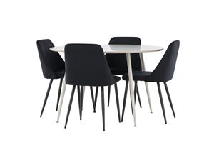 Plaza Ruokailuryhmä 120 cm Pyöreä jossa 4 Night tuolia - Beige/Musta