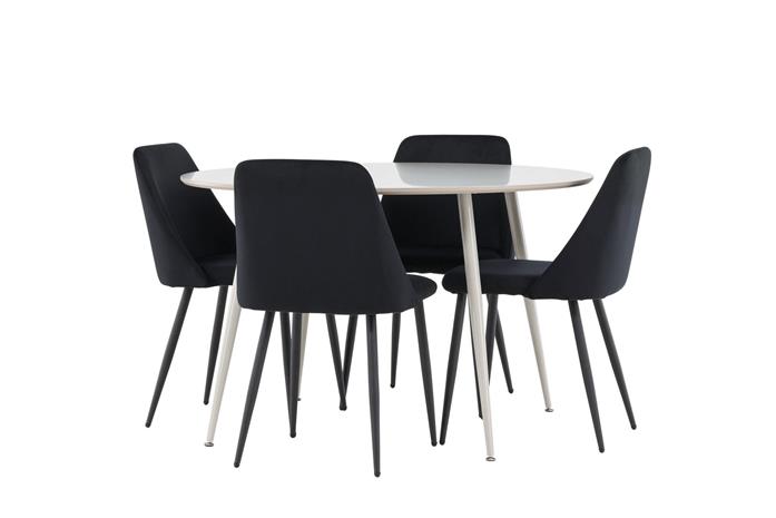 Plaza Ruokailuryhmä 120 cm Pyöreä jossa 4 Night tuolia - Beige/Musta