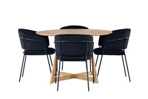 Ruokaryhmä Yakidon 120 cm Pyöreä 4 Selma-tuolilla - Musta