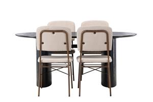 Ruokailuryhmä Isolde 180 cm Soikea 4 Seda Tuolia - Beige