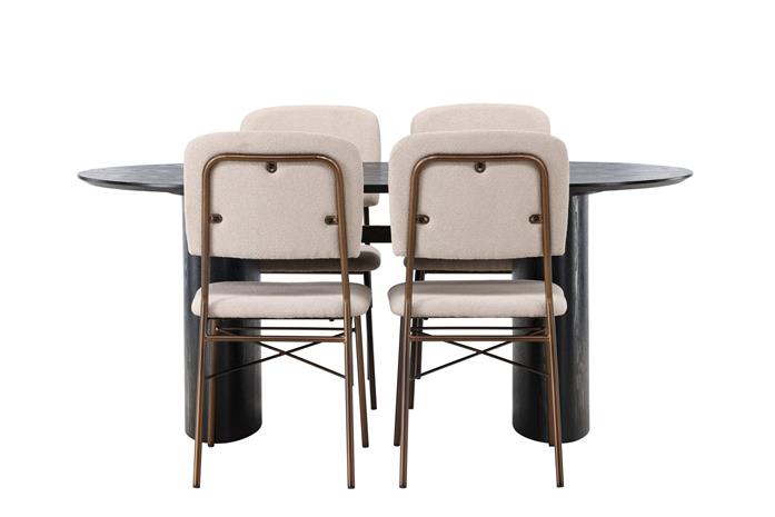 Ruokailuryhmä Isolde 180 cm Soikea 4 Seda Tuolia - Beige