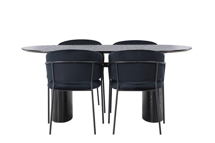 Ruokaryhmä Isolde 180 cm Soikea 4 Selma-tuolilla - Musta