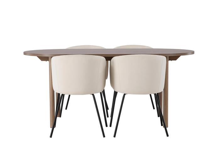 Ruokailuryhmä Andy 180 cm Soikea 4 Berit Tuolia - Beige