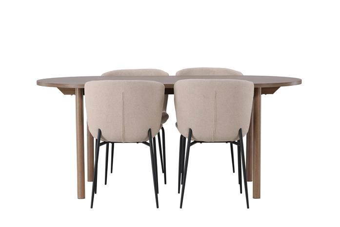 Ruokailuryhmä Andy 180 cm Soikea 4 Modesto Tuolia - Beige