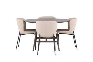 Ruokailuryhmä Kaseidon 100 cm Pyöreä 4 Modesto Tuolia - Beige