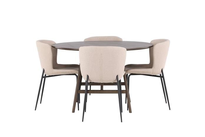Ruokailuryhmä Kaseidon 100 cm Pyöreä 4 Modesto Tuolia - Beige
