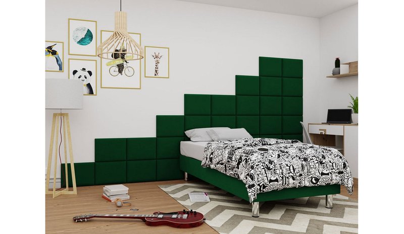 Jenkkisänky Forenza 90x200 cm+Paneeli 40 cm - Vihreä