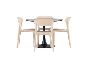 Ruokailuryhmä Glade 100 cm Pyöreä 4 Åstol Tuolia - Beige