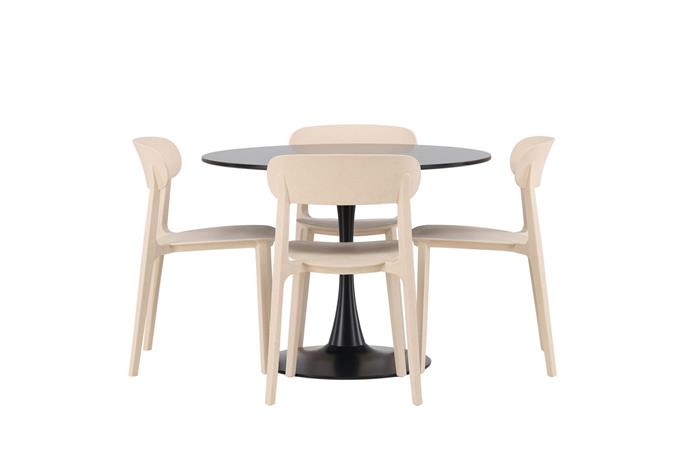 Ruokailuryhmä Glade 100 cm Pyöreä 4 Åstol Tuolia - Beige