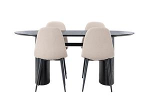 Ruokailuryhmä Isolde 180 cm Soikea 4 Polar Tuolia - Beige