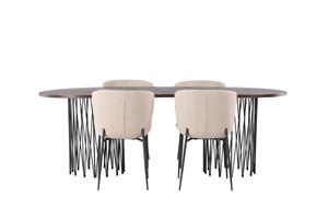 Ruokailuryhmä Stone 220 cm Soikea 4 Modesto Tuolia - Beige