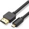 Korkealaatuinen HDMI - micro HDMI kaapeli, 2m, musta – kuva 1
