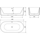 Kylpyamme Mexen Paola, 170 x 80 cm, mattavalkoinen + harjattu kulta persipylimas
