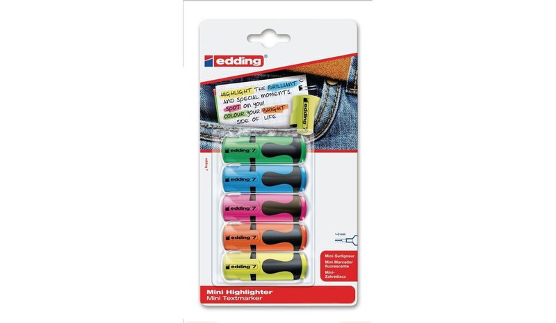 Mini tussit Edding E-7/5 Bl, 1-3mm, 5 kpl, sekoitus värejä