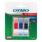 dymo alkuperäinen värinauhakasetti, dymo, s0847750, valkoinen tulostus/musta, sininen, punainen tausta, 3 m, 9 mm, 1 läpipainopakkaus/3 kpl, 3d
