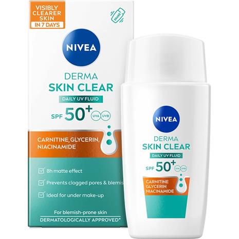 NIVEA Derma Skin Clear Daily UV Fluid SPF 50+ 40 ml – kuva 8/8