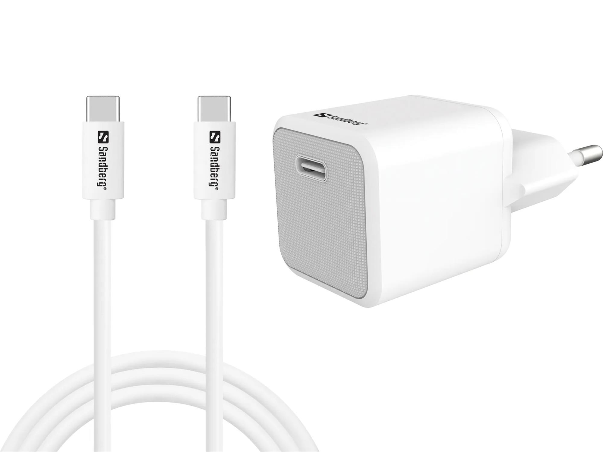 Sandberg USB-C 20 Watt - Seinälaturi, Valkoinen