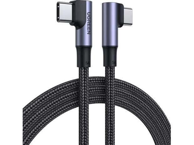 Kulmamallinen USB-C-kaapeli, 100W, 1m, musta