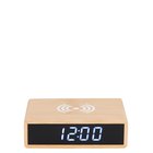 KARLSSON Alarm Clock Flat W. Phone Charger Led Bamboo - W3.1CM