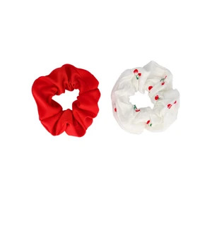 Solida Scrunchie 11 cm rot, weiß Hiuslenkki 2 kpl – kuva 2/5