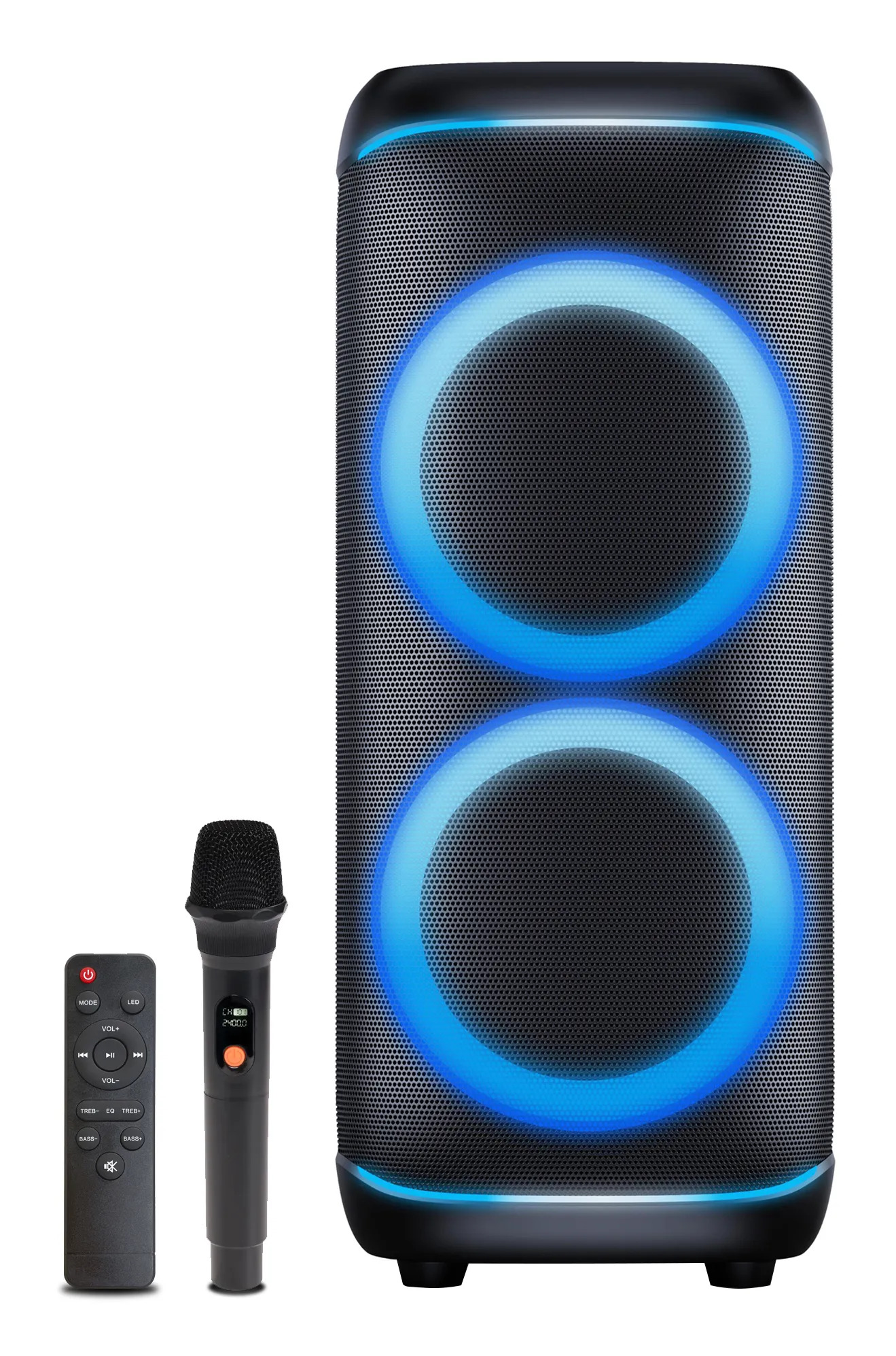 DENVER BPS-470 - Bluetooth Party Speaker with LED light & 2 x 10" woofers - Black