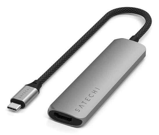 Satechi 4-i-1 USB-C Slim Multiport Adapter 4K - rymdgrå