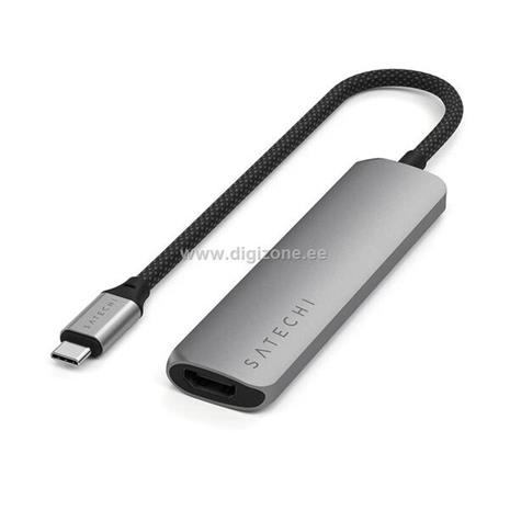 Satechi 4-i-1 USB-C Slim Multiport Adapter 4K - rymdgrå