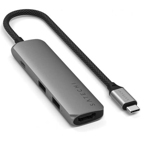 Satechi 4-i-1 USB-C Slim Multiport Adapter 4K - rymdgrå