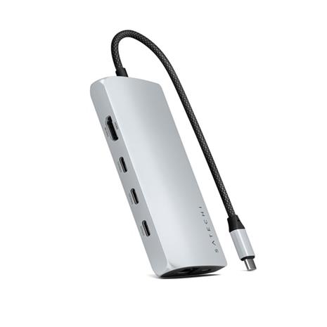 Satechi USB-C-moniporttisovitin 8K ja Ethernet V3 - hopea