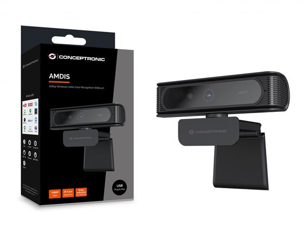 Conceptronic AMDIS09B 1080p Windows Hello Face Recognition Webcam, web-kamera