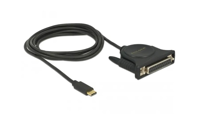 Delock Adapter USB Type-C™ 2.0 Stecker > 1 x Parallel DB25 Buchse – kuva 1/1