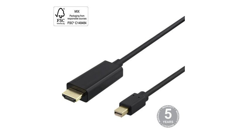 Deltaco, miniDisplayPort - HDMI, 4K UHD, 3 m