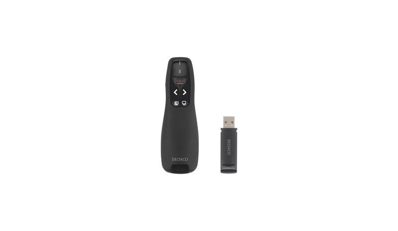 Deltaco WP-001 Wireless Presentation Remote with Laser Pointer 15m